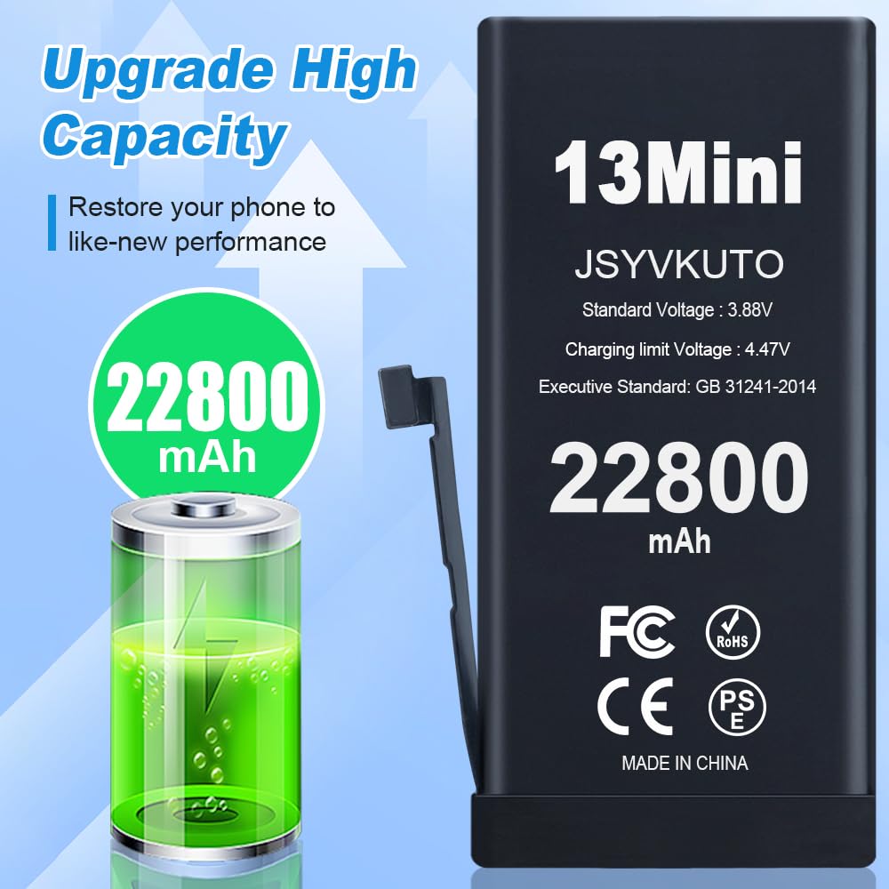 Amazon.com: JSYVKUTO 22800mAh Battery for iPhone 13 Mini, New 0